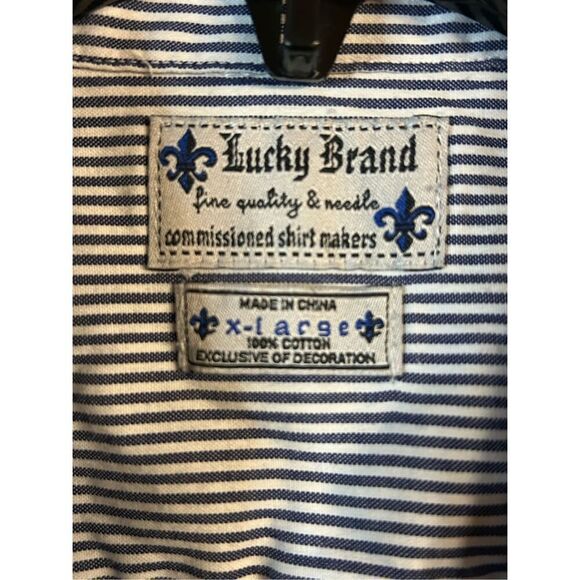 Lucky Brand 100% COTTON black striped, Embroidered Striped Size XL (0387) - Picture 5 of 7